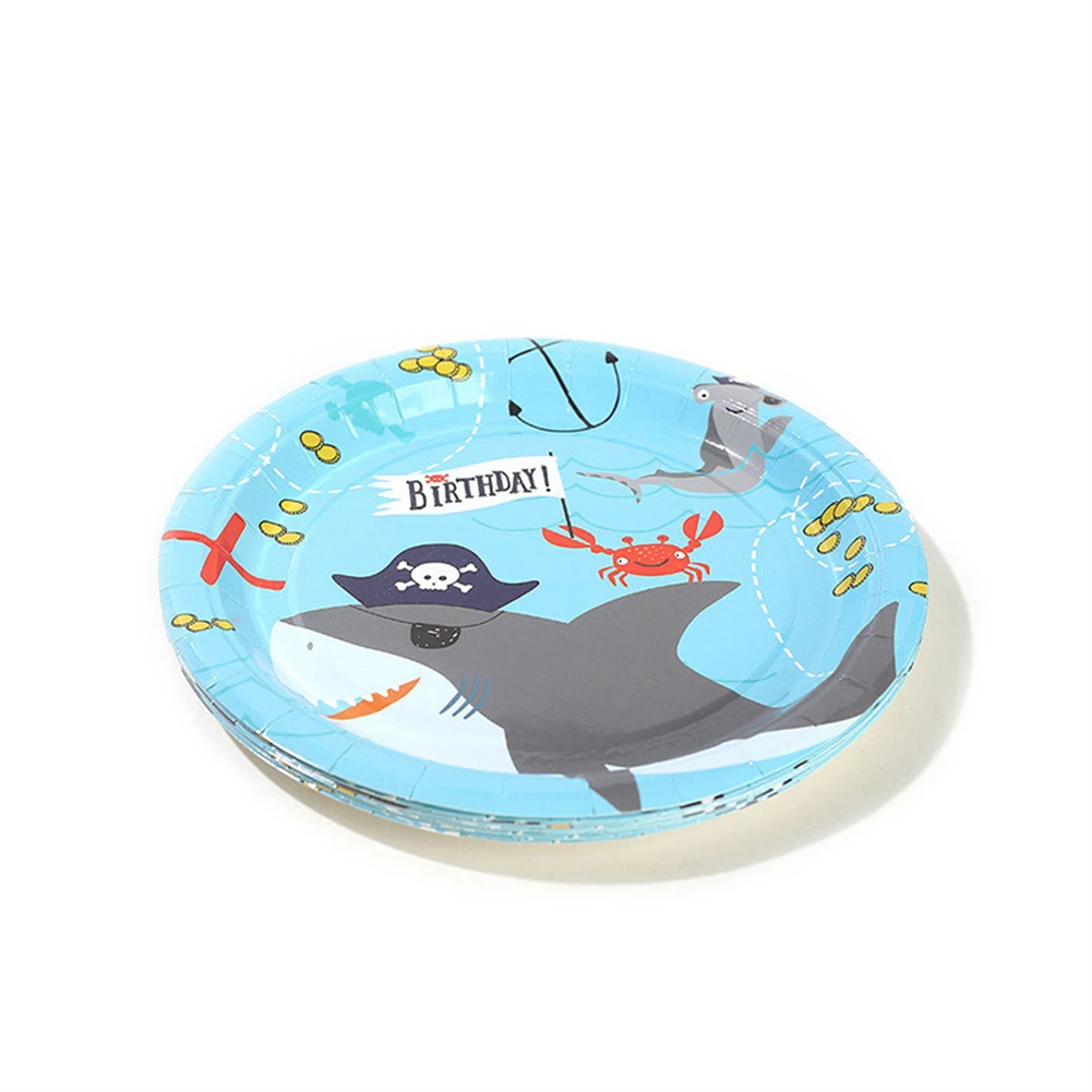 New Shark Baby Party Tableware Set Cartoon Cute Animal Paper Cup Plate Towel Children's Birthday Decoration | Дом и сад