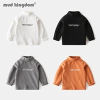 mudkingdom kids undershirts letter mock neck long sleeve solid thicken tops for boys girls autumn winter drop shoulder t shirts