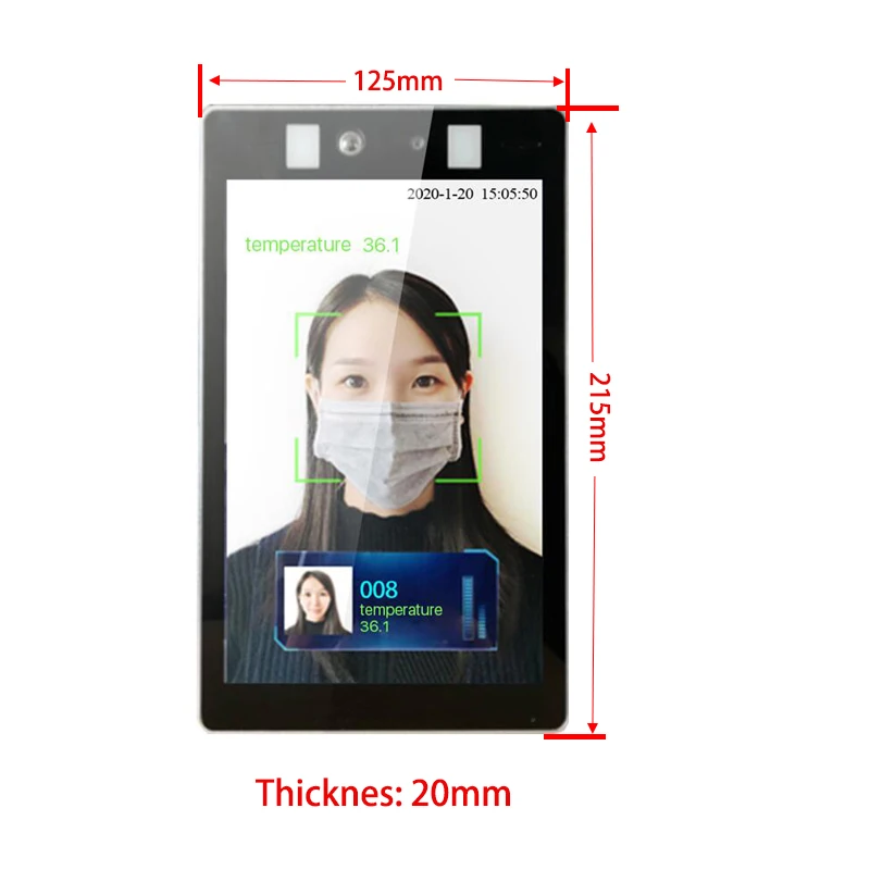 AI термокамера распознавание лица Обнаружение температуры тела мониторинг