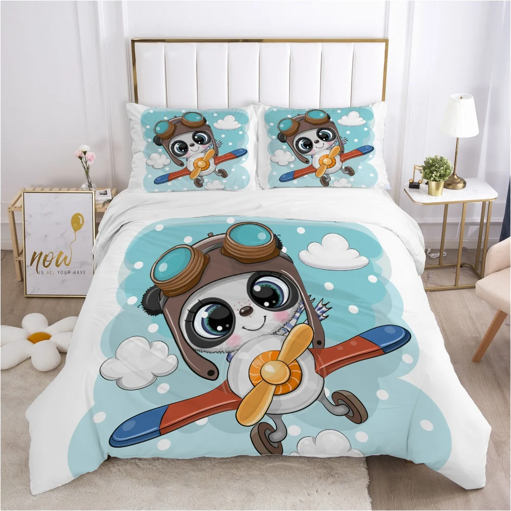 

Cartoon Children's Bedding set for kids baby boy girls Duvet cover set pillow case Bed linens Quilt cover 140x200 Car fly