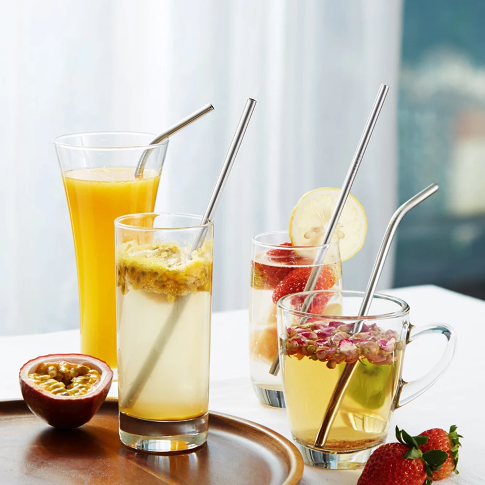 8 шт./лот многоразовые соломы 304 нержавеющая сталь сока питьевой трубы