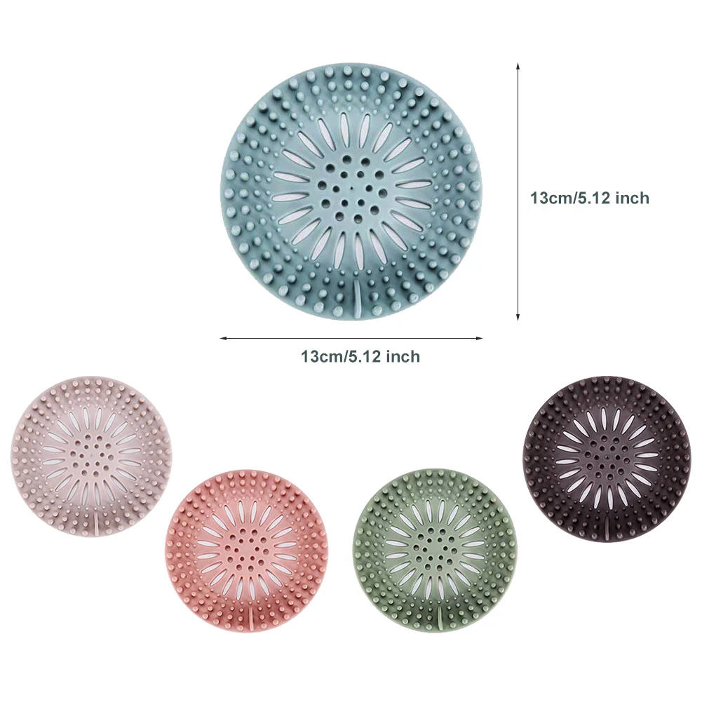

5Pcs Kitchen Silicone Floor Drain Pad Bathroom Shower Filter Hair Waste Catcher Stopper Plug Sink Anti-Clogging Strainers