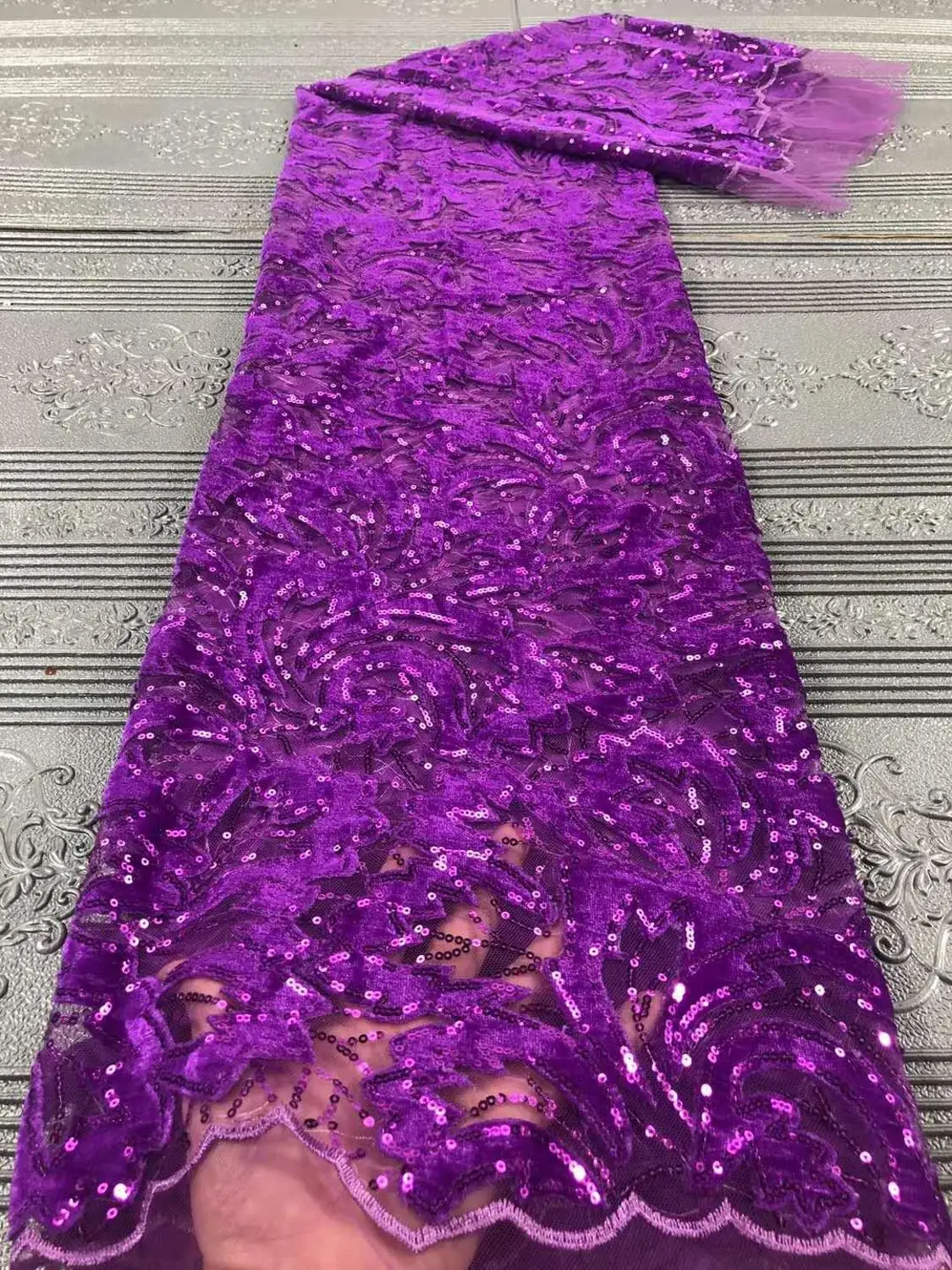

New velet fabric 2020 sequin embroidery flannl French mesh Nigeria velet fabric lace evening dress/wedding dress suit desig