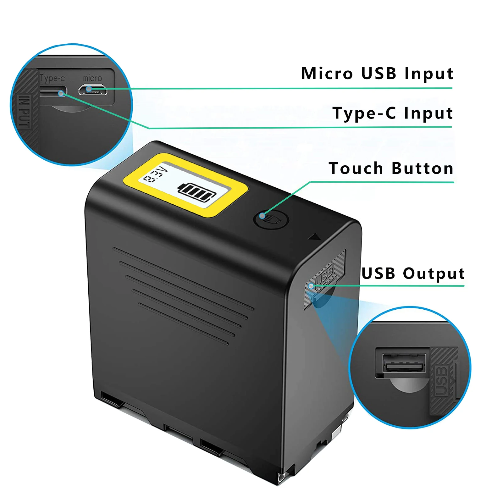 Для sony NP F970 F960 NP-F980L 7800 мАч аккумулятор с USB-выходом для Sony PLM-100 CCD-TRV35 MC1500C L50 |