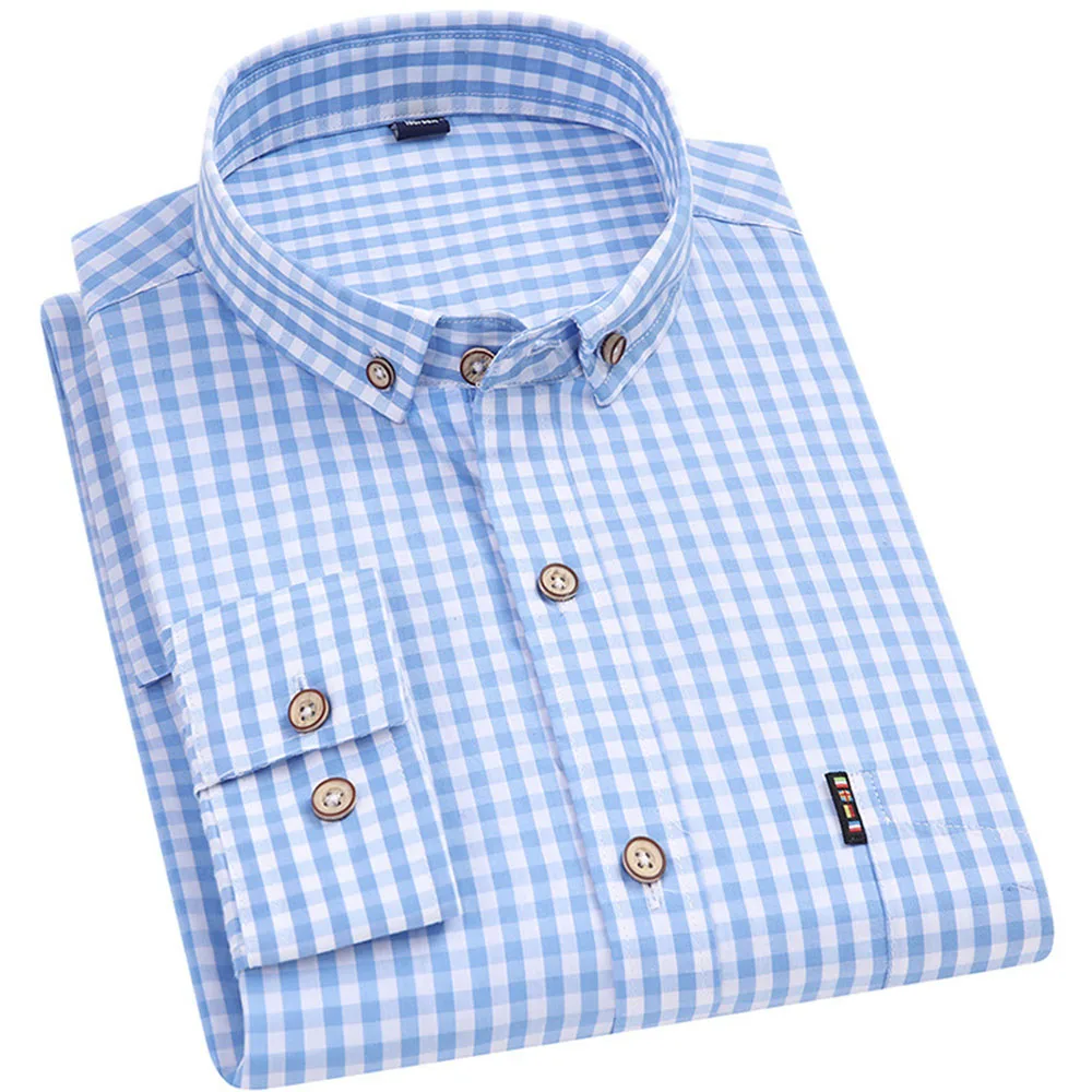 

Men's Spring And Autumn New Men's Shirts Breathable Cotton Long-sleeved Plaid Shirts Casual Slim Top Shirts Fashion Temperament