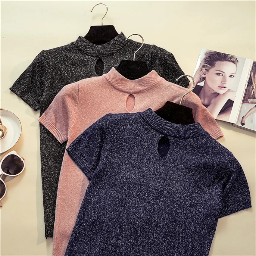 2020 весна лето тонкая трикотажная футболка с коротким рукавом женская однотонная