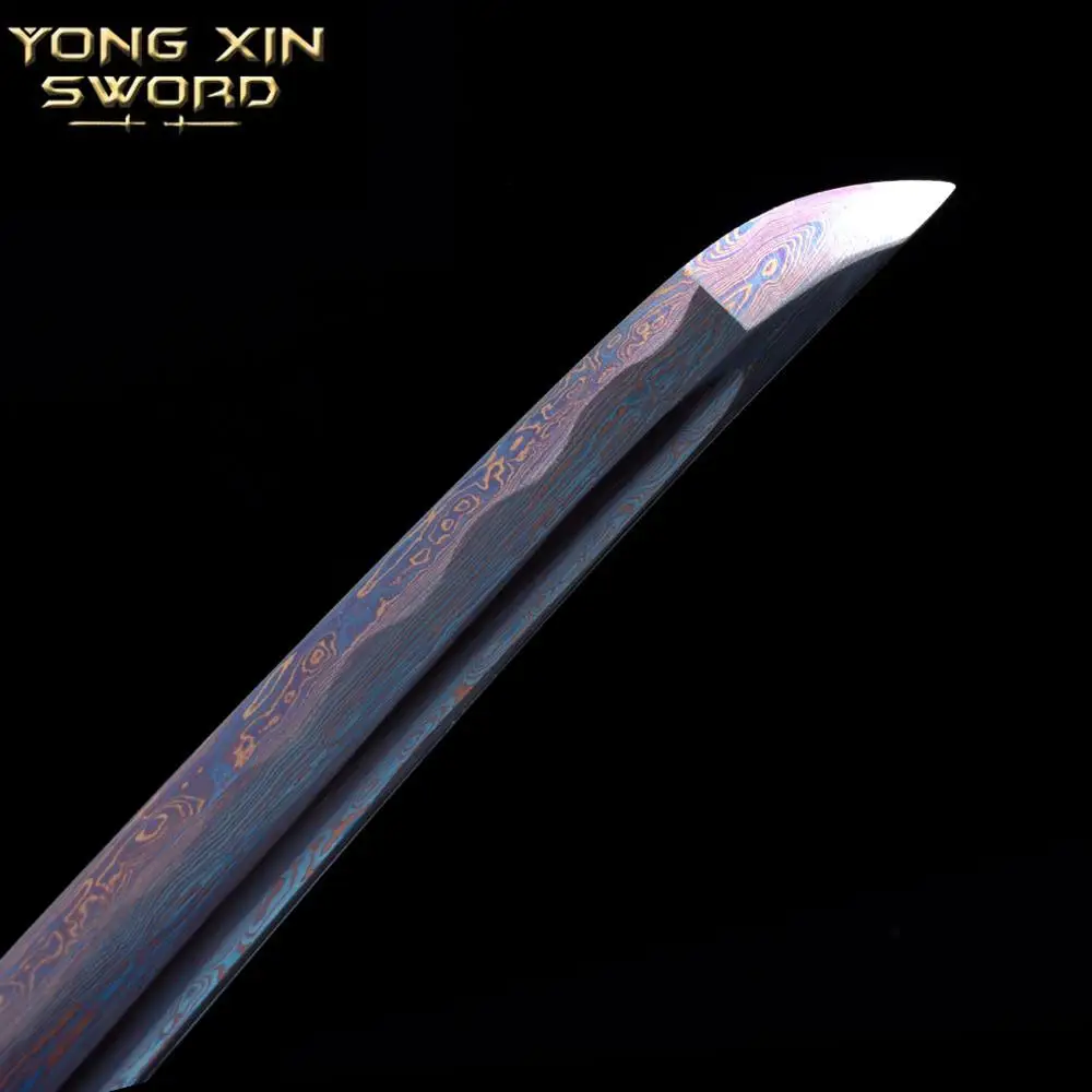 

Handmade Carbon steel Japanese Samurai Katana sword full tang sharpened New Folded steel blue Blade Japanese Samurai Katana