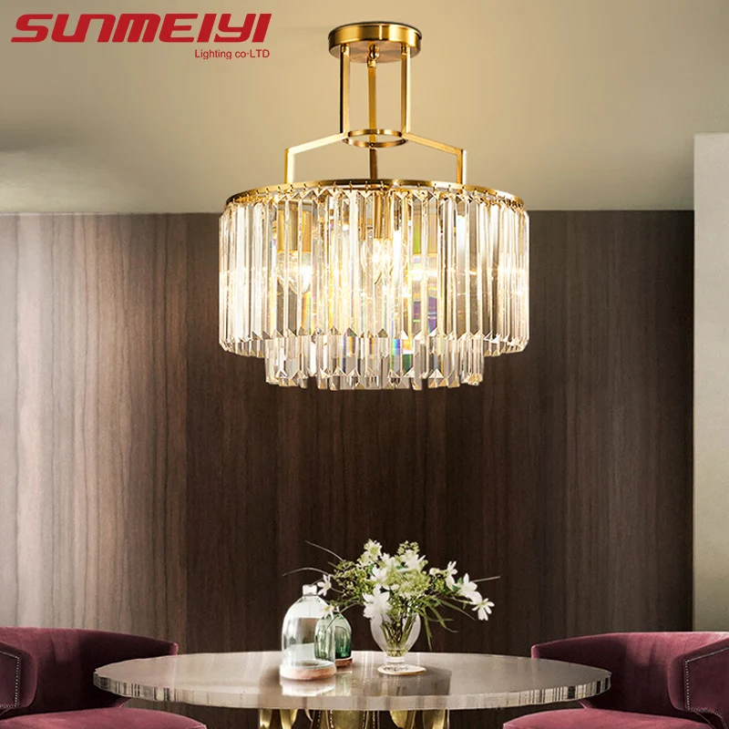 Роскошные хрустальные люстры медная Светодиодная лампа для гостиной спальни