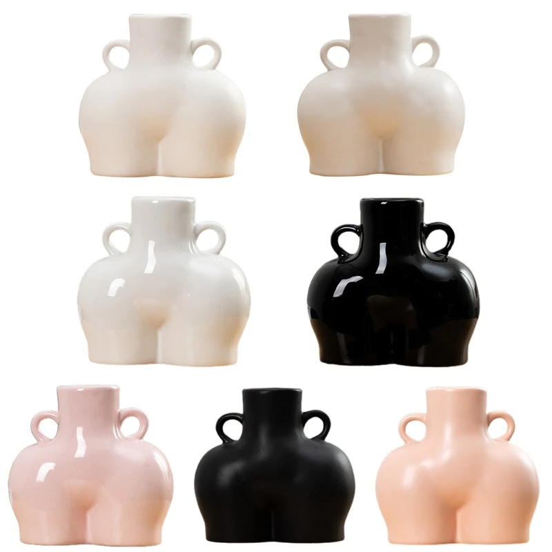 

Art Sculpture Ceramic Artificial Flowers Vase Creative Human Body Decorative Tabletop Vase for Fake Dried Floral Vase Home Decor