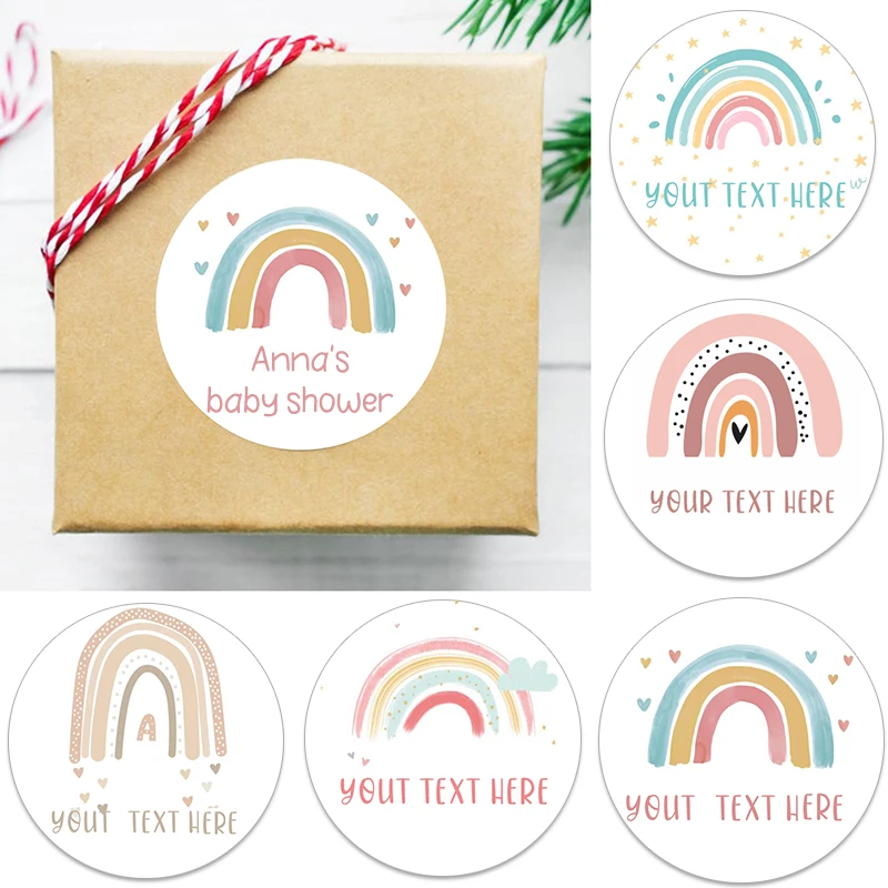 

Round Cartoon Customized Stickers Cute Rainbow Sticker For Birthday Baby Shower Handmade Gift Decor Labels Kids Reward Stickers