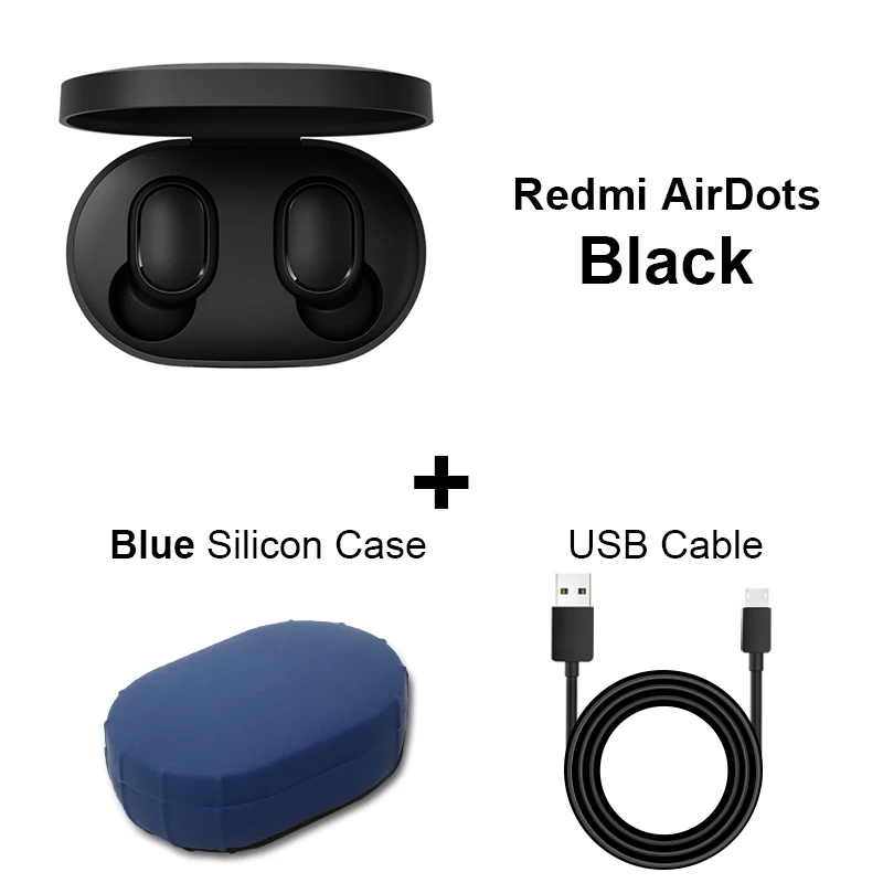 Add Cable Blue Xiaomi Redmi Airdots TWS Bluetooth наушники стерео басы BT 5,0 Eeadphones с микрофоном Handsfree Наушники управление AI - Цвет: Add Cable Blue