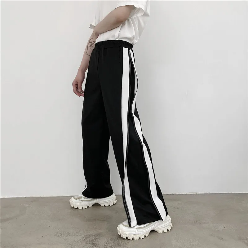 

Men Side Zipper Casual Straight Pants Male Women Streetwear Hip Hop Retro Fashion Loose Wide Leg Pants Trousers Flat Silk,modal