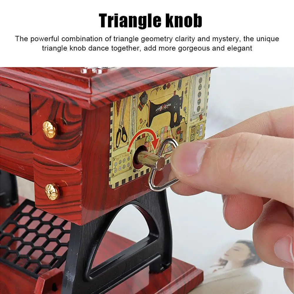 Подарочная Музыкальная Коробка Ретро деревянный Заводной привод швейная машина