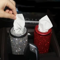creative diamond bling crystal car tissue box paper towel tube auto tissue paper holder case home for girls car accessories