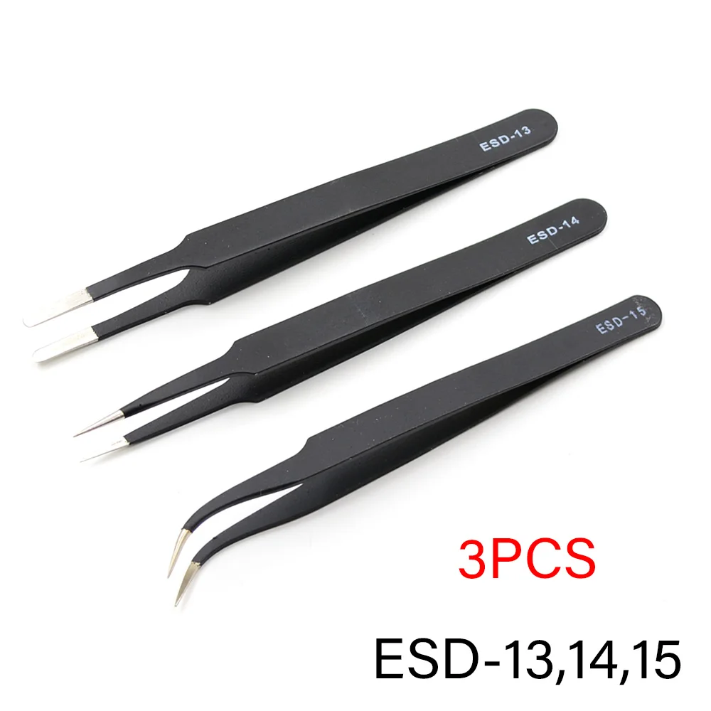 

Антистатические ESD пинцеты из нержавеющей стали инструменты для технического обслуживания промышленные точные изогнутые прямые пинцеты ремонтные инструменты