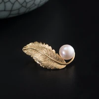 925 silver feather corsage vintage pearl brooch female gold plated collar pin ins chinese ancient style high end jewelries