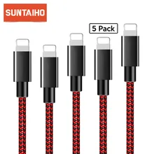 Cable USB de carga rápida para móvil, cargador de datos para iPhone 12, 11 Pro, Max, Xr, X, 8 Plus, 2.4A, 7, 6, 5S, SE, iPad, paquete de 5 uds.
