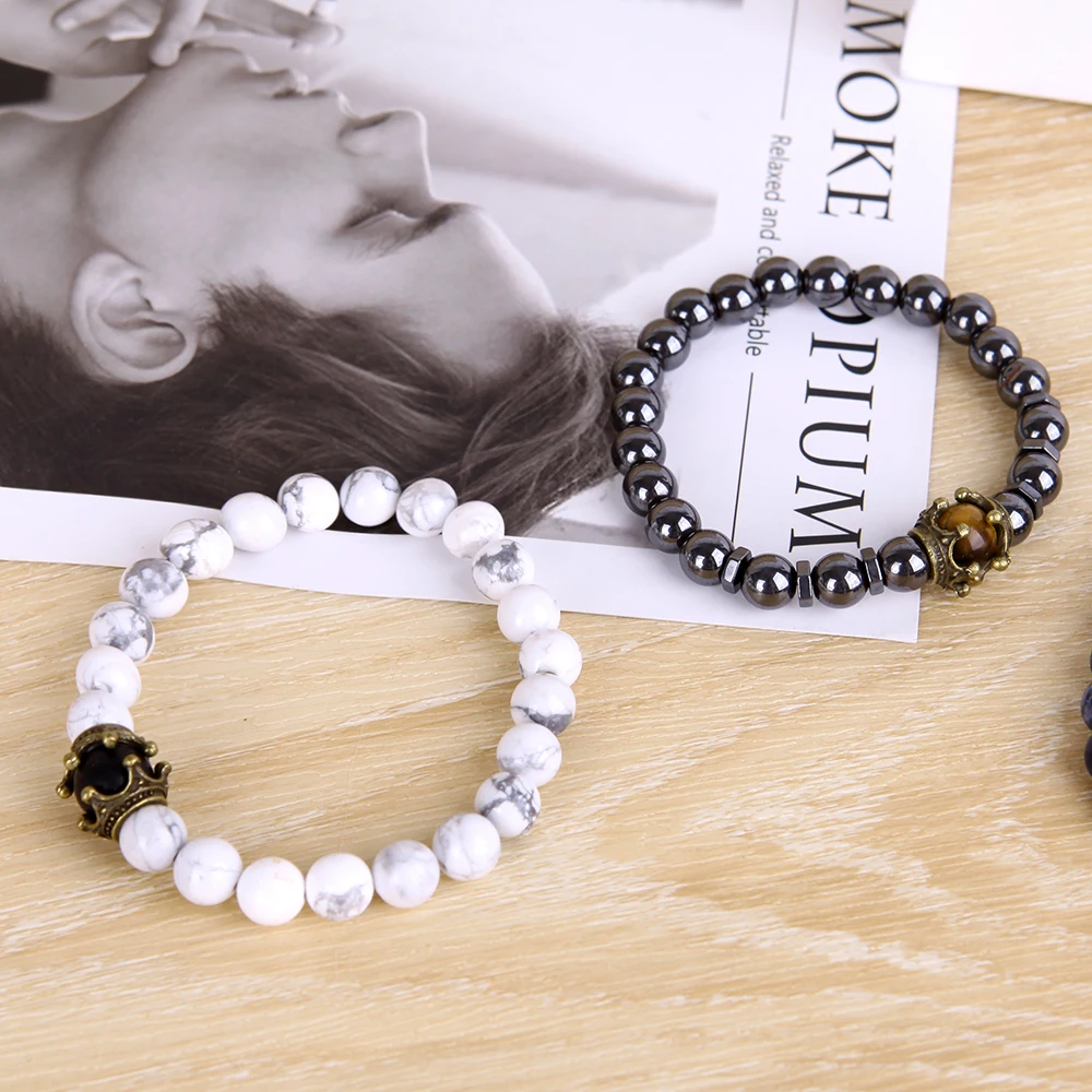 Роскошные браслеты с бусинами в виде короны мужские антикварные очаровательные