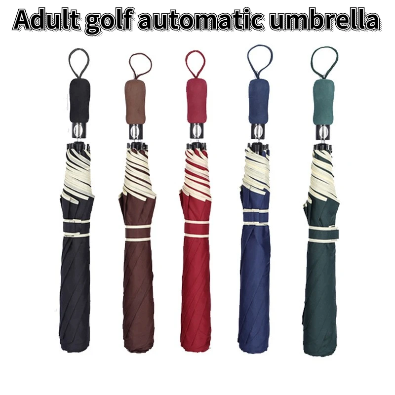 

2021 New Oversized 27-inch Edging Two-fold Golf Umbrella Automatic High-quality Adult Men's And Women's Folding Umbrellas