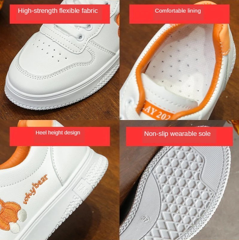 

2021 Fashion Cartoon Little Bear Spring White Shoes Hot Sale Casual Flats Sneakers Fashion Comfort White Platform Women Shoes