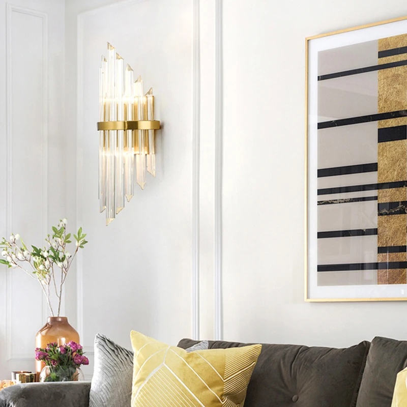 

Modern Simple LED Wall Lamp Nordic Luxury Crystal Wall Lamp Living Room Corridor Bedroom Bedside Lamp Indoor Lighting Fixtures