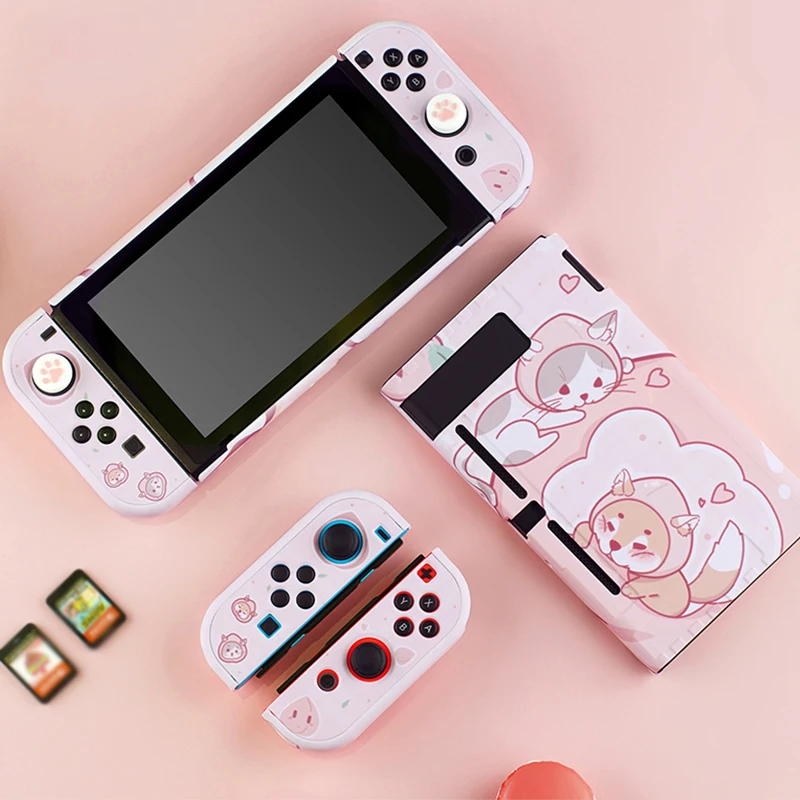 

For Nintendo Switch Shell Joy-con Protective Case Girl Cat Cartoon Hard Cover Back Girp Shell For Nintendo Switch Accessories
