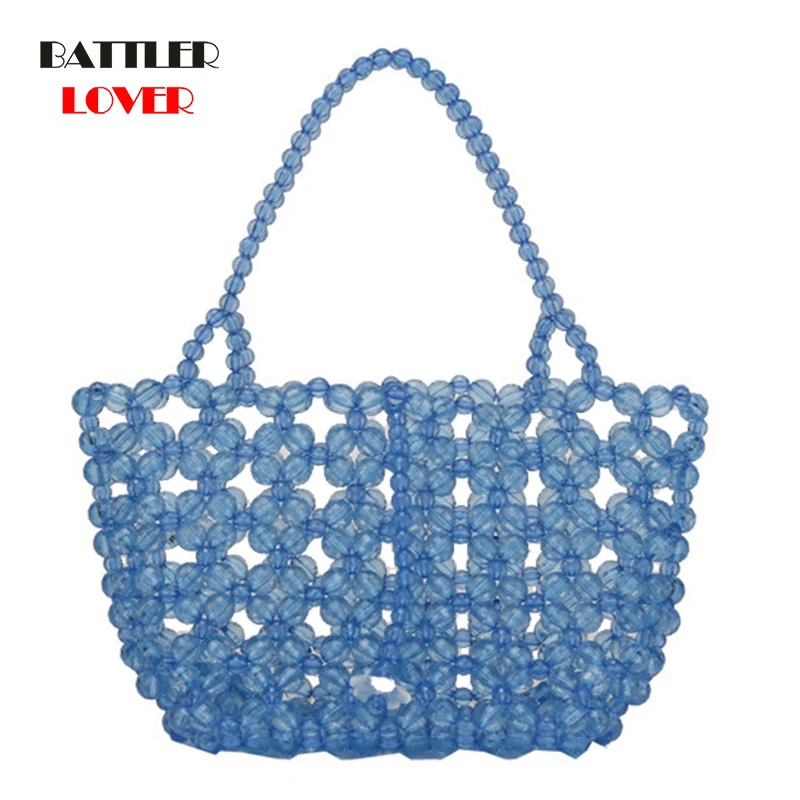 

Summer Beading Handbag For Women 2021 Brand Designer Clutch Beach Purse Female Fashion Trend Mini Phone Pack Bag Soild Woven Bag