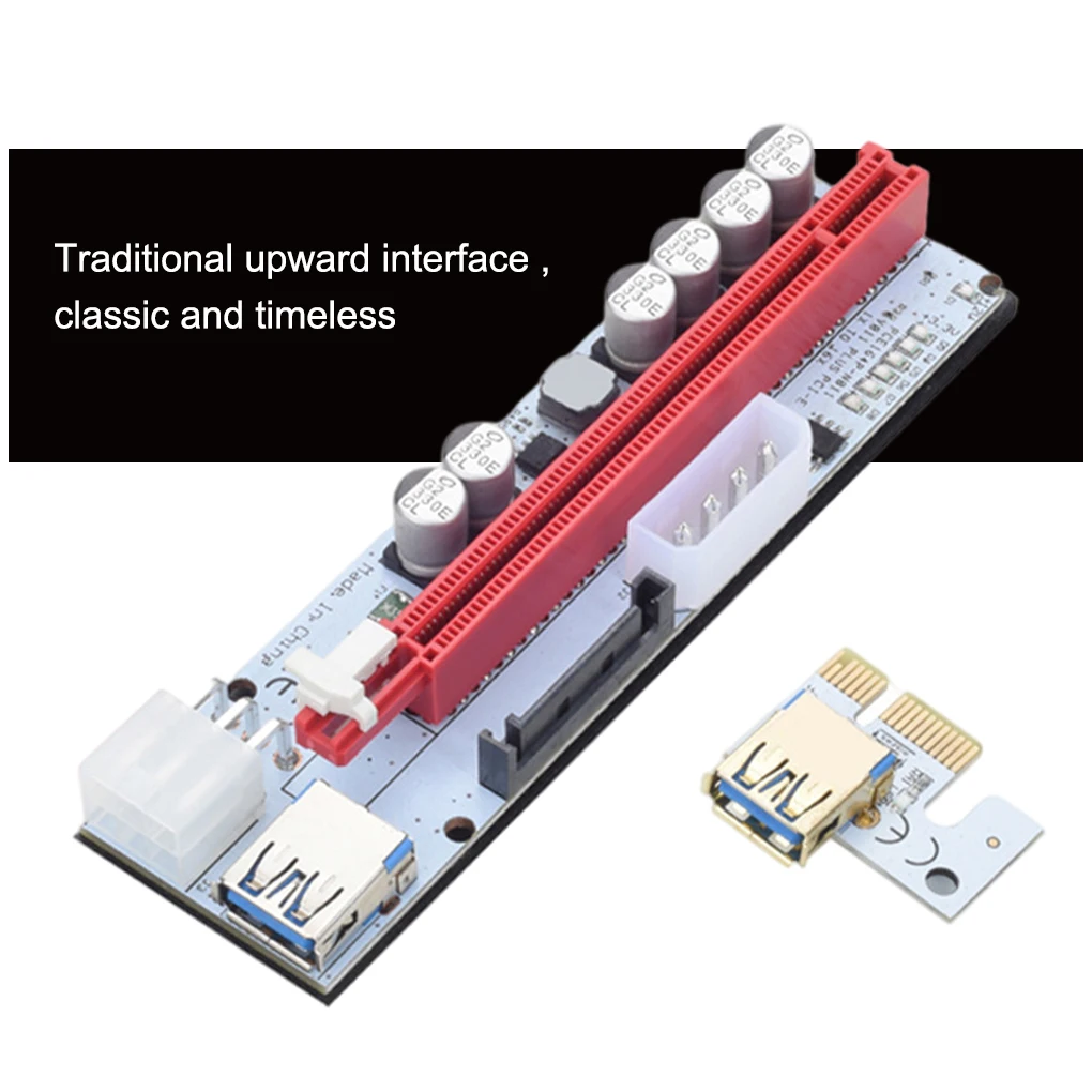 

PCI-E Riser Card 1x to 16x Adapter Board USB 3.0 GPU Extender with LED Dynamic Indicator Light