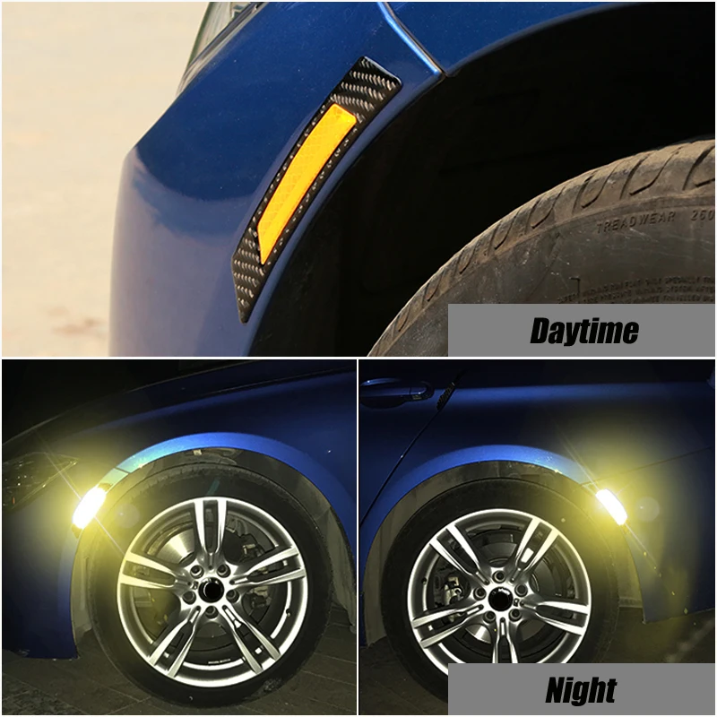 

2x Car Wheel Eyebrows Reflective Stickers Warning Reflector Tape Exterior Accessories For BMW E90 E60 Audi A4 B6 B8