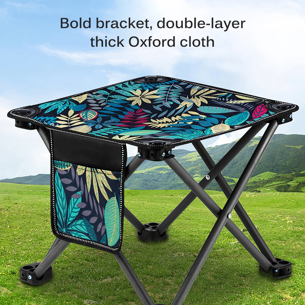 

Foldable Chair Portable Side Pocket Camping Stool Compact Wear-Resistant Strong Weight Capacity Stool Seat with Storage Bag