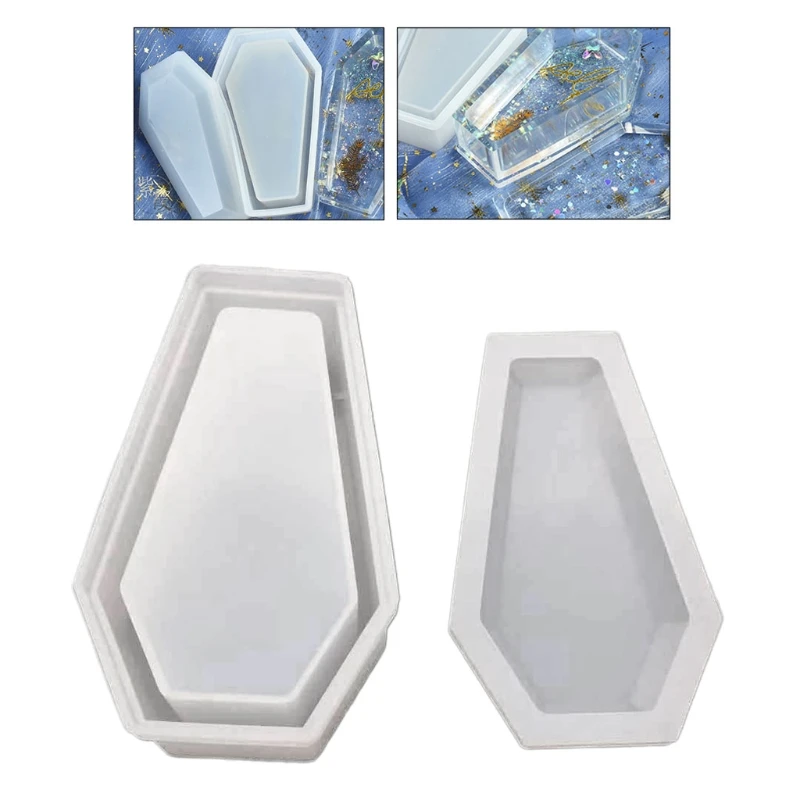 

Resin Crystal Epoxy Mold Coffin Trinket Box Silicone Mould Halloween Gothic Container DIY Crafts Making Tools