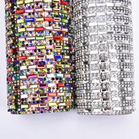 2440 cm long glass rhinestone mesh trims color crystal diamond sheet sticker diy decoration clothing shoe wedding accessories