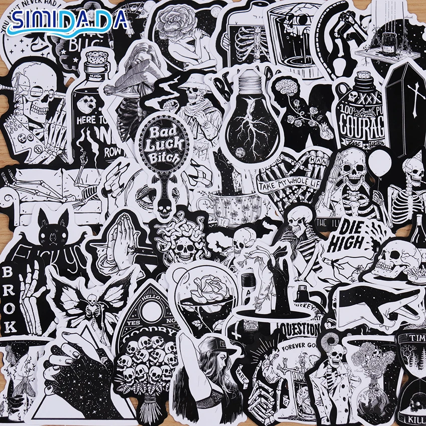Pegatinas de viento g&oacute;tico de Horror y Thriller para ni&ntilde;os, pegatinas de grafiti para monopat&iacute;n, equipaje, motocicleta, port&aacute;til, guitarra, pegatina de juguete, 50 Uds.-0