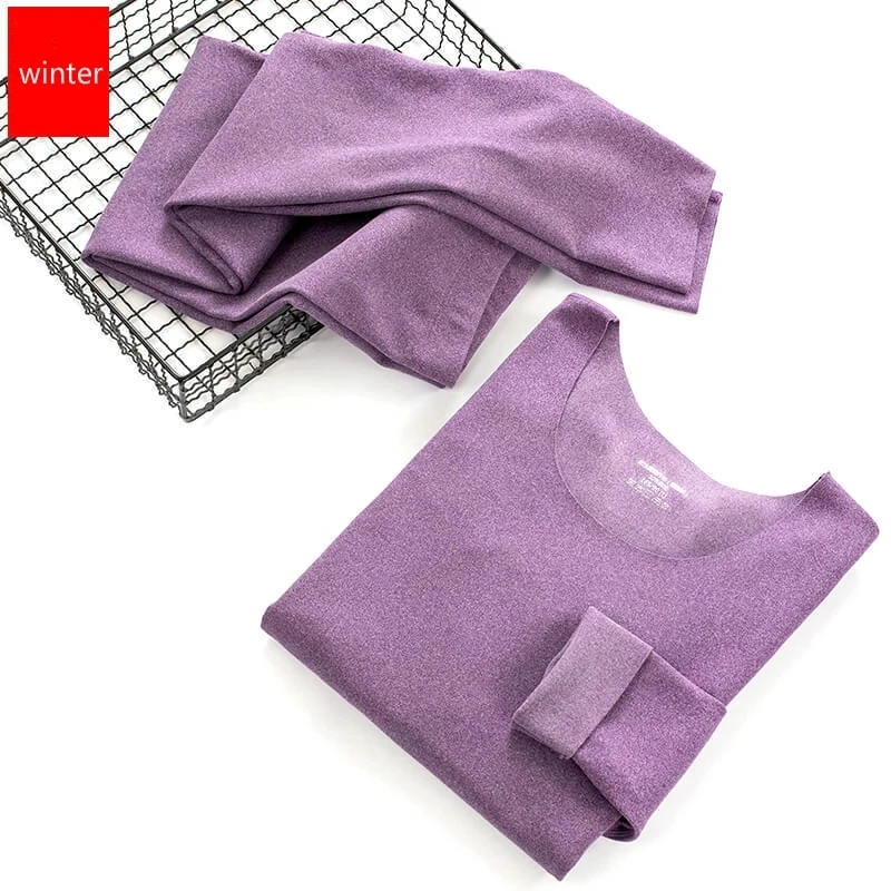 

Winter Thermal Underwear Long Johns Set Sleeves Tops Mid Waist Buttoms Warm Body Panties Thick Seamless Cotton Clothes