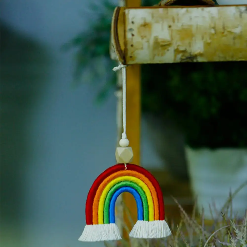 

Car Pendant Attractive Novel Compact Rainbow Shape Car Mirror Ornament