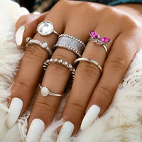hi man 7pcsset european mixed smooth texture pav%c3%a9 zircon trend butterfly ring women vintage personality gift jewelry