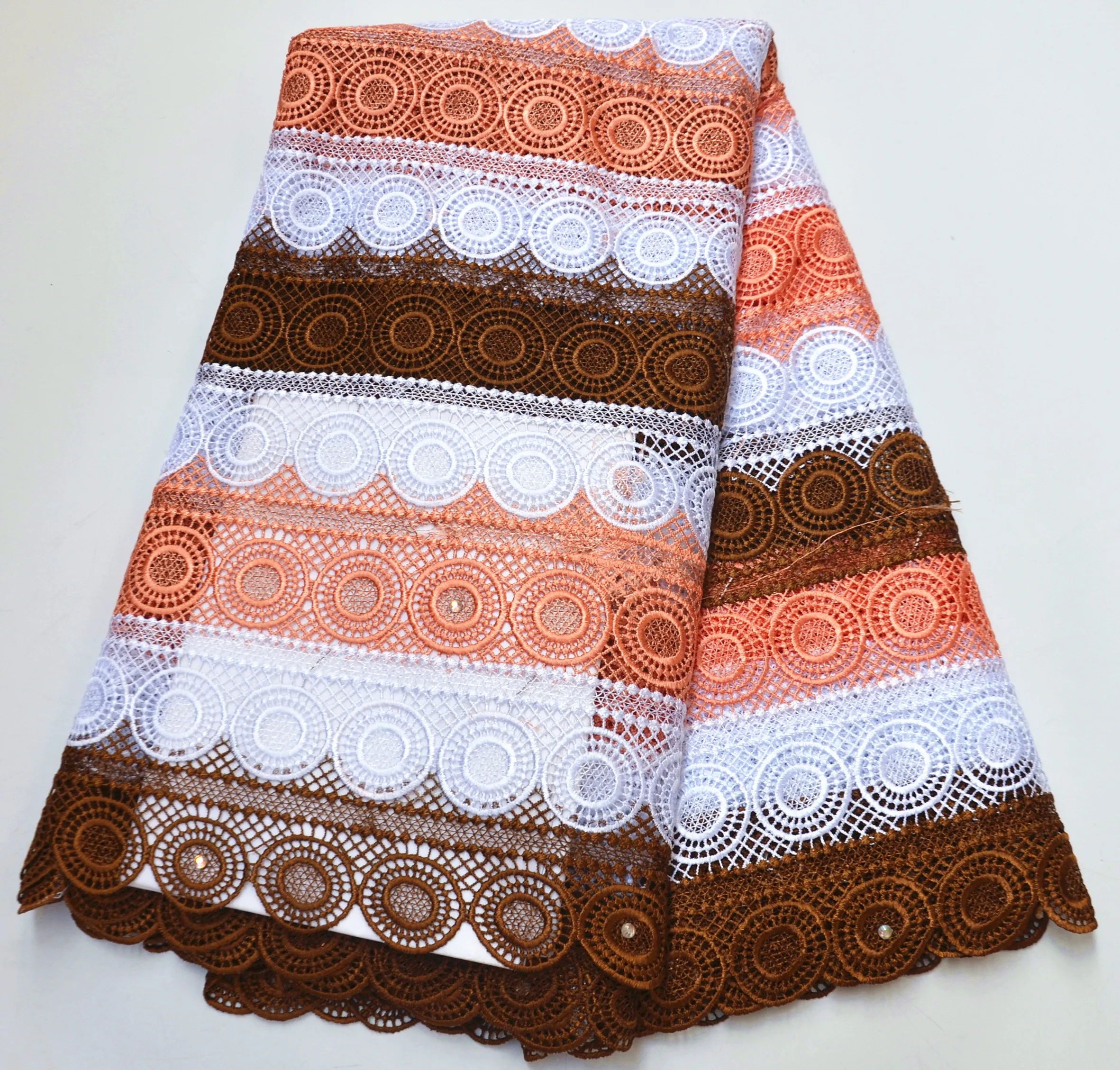 

African Cord Lace Fabric 2020 High Quality Guipure Lace With Stones Nigerian Water Soluble Lace Fabrics For Wedding dress