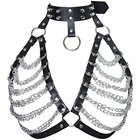 Женский ремень в стиле панк для клубных танцев, ремни из искусственной кожи на цепочке, регулируемые с пряжками и уплотнительными кольцами