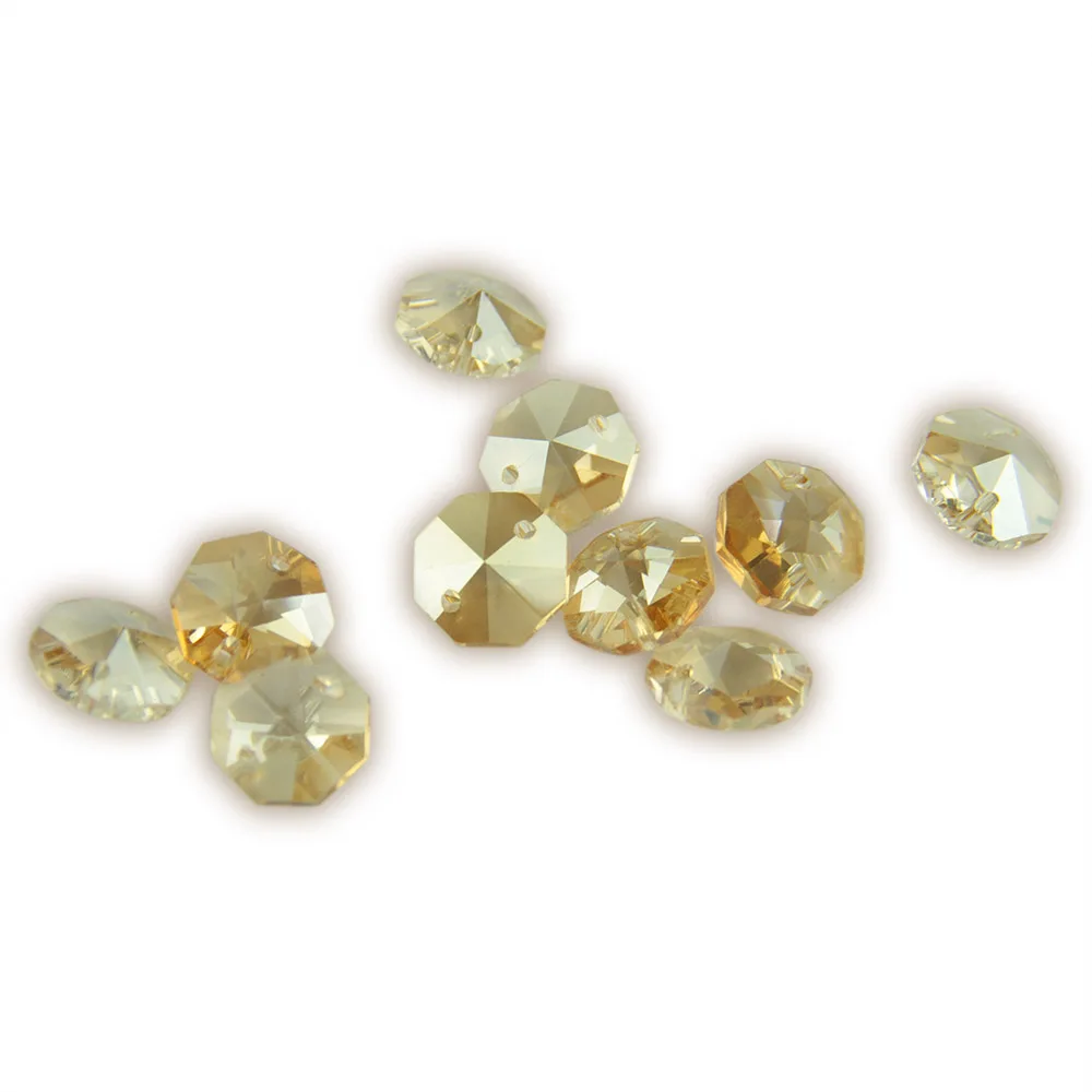 100 шт./лот 14 мм 2 отверстия шампанского хрустальная люстра части Восьмиугольные