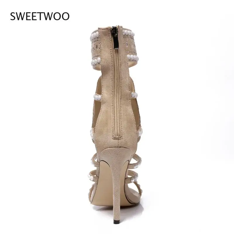 

Rhinestone High Heel Sandalswomen Fashion Open Toe Design Crystal Ankle Wrap Glitter Diamond Gladiator Black Size Stiletto