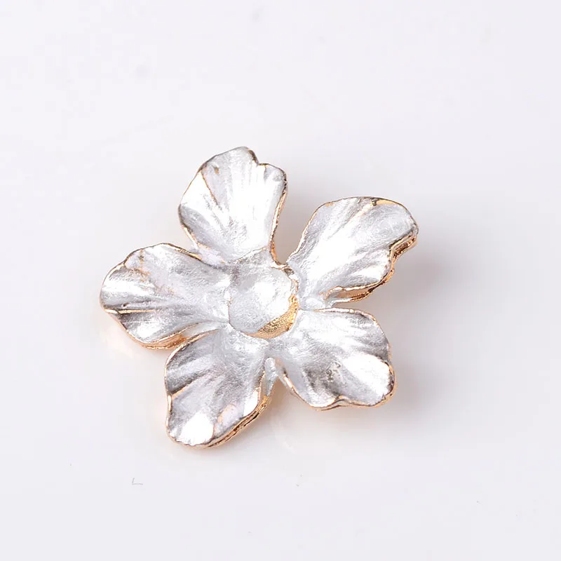10 шт. 18 мм металлический сплав KC золотые эмалевые белые цветы капли глазури