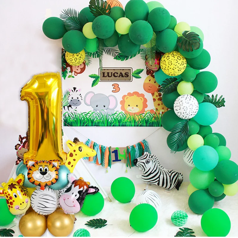 

Набор шаров для детского дня рождения, золотые цифры воздушные шарики в виде животных, хромированные, латексные воздушные шары с металличес...