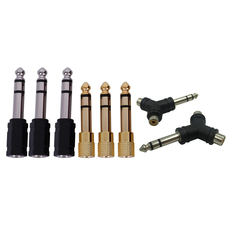 8 шт. 6 35 мм 1/4 дюйма штекер адаптера: 2 предмета o сплиттер 1 стерео до RCA Женский Джек