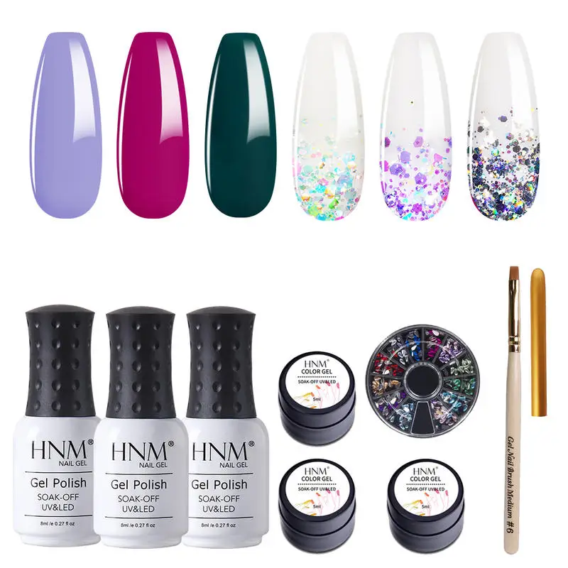 HNM 6 шт набор гель-лаков для ногтей лак Лаки Полимеризации Гель-светодиодный