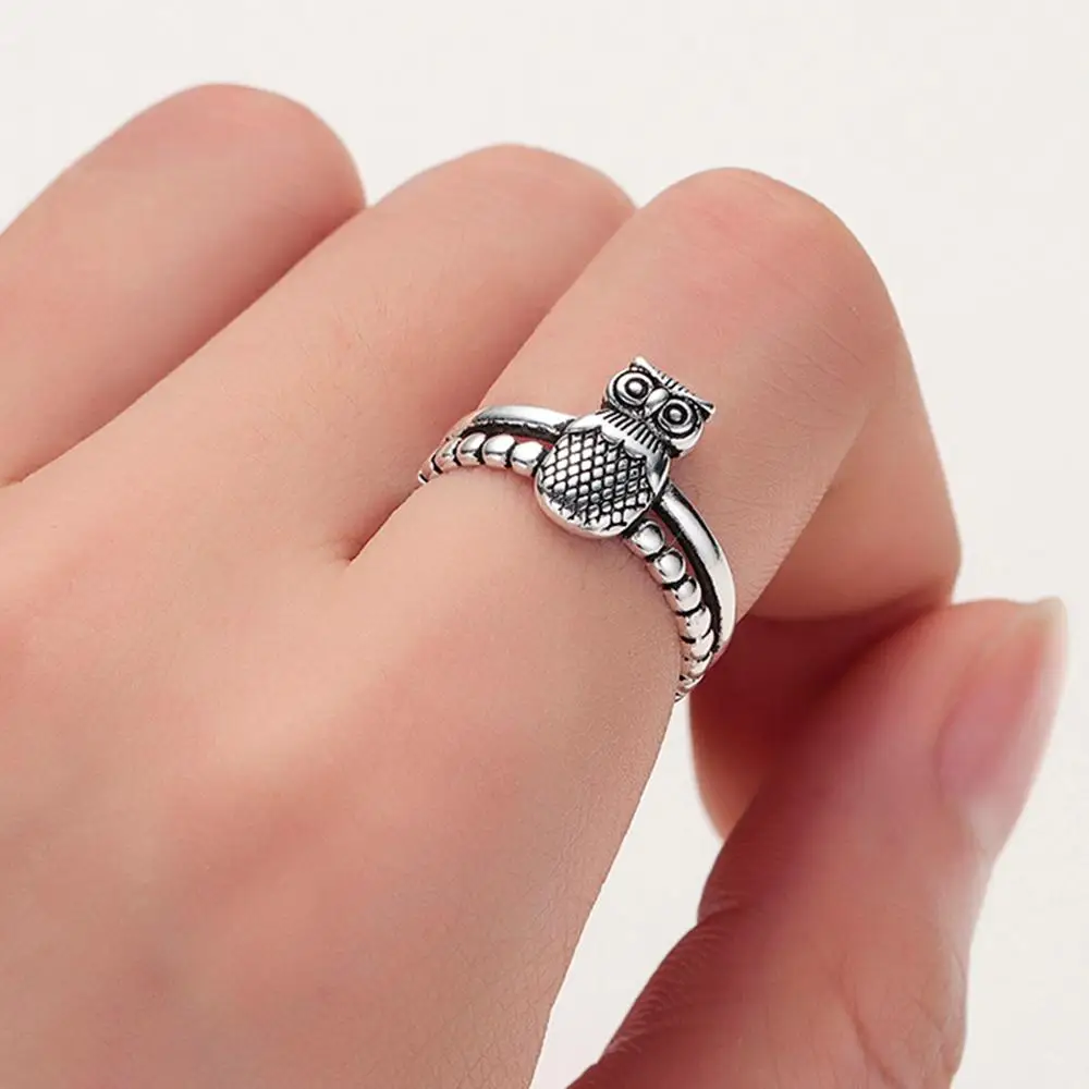 Чандлер античное эмалевое кольцо Глазурь масло Сова Луна Геометрия лист звезда
