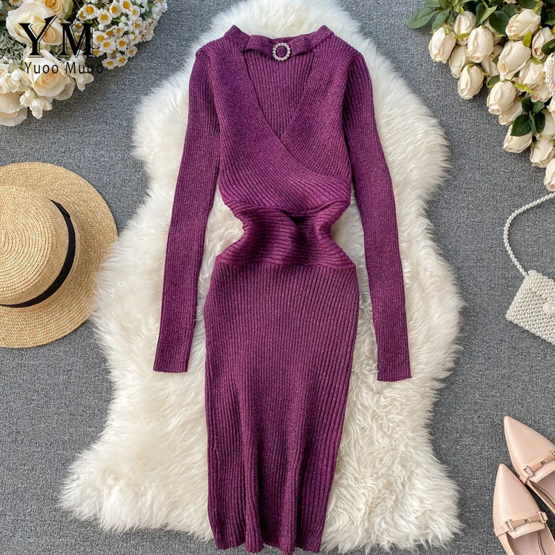 YuooMuoo модное платье с бретелькой через шею v образным вырезом облегающее для