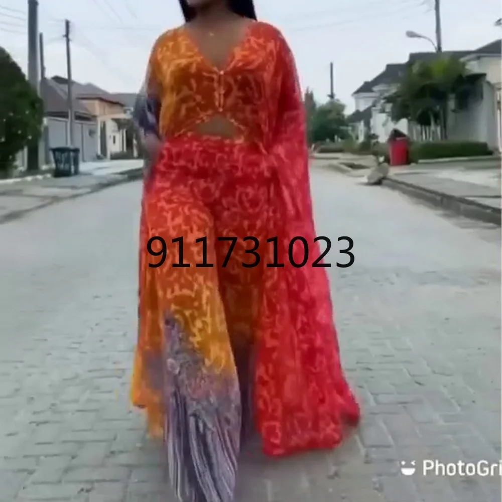 2 Piece Set Women Africa Clothes African Dashiki New Fashion Two Suit Long Tops + Wide Pants Party Plus Size For Lady | Женская одежда