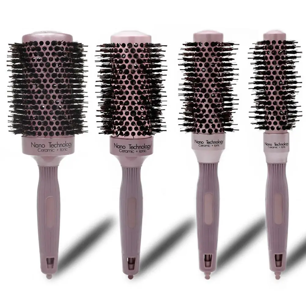 Новая ручка черная круглая керамическая щетка для волос 4 размера щетина кабана