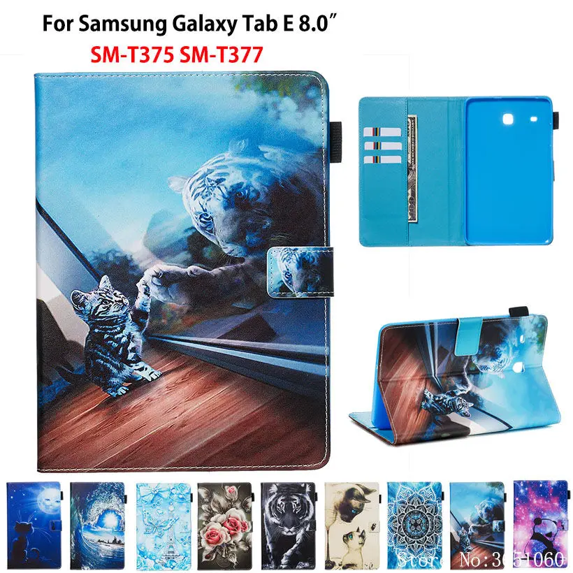 Чехол для Samsung Galaxy Tab E 8 0 Женский чехол с рисунком животных подставка планшета T375