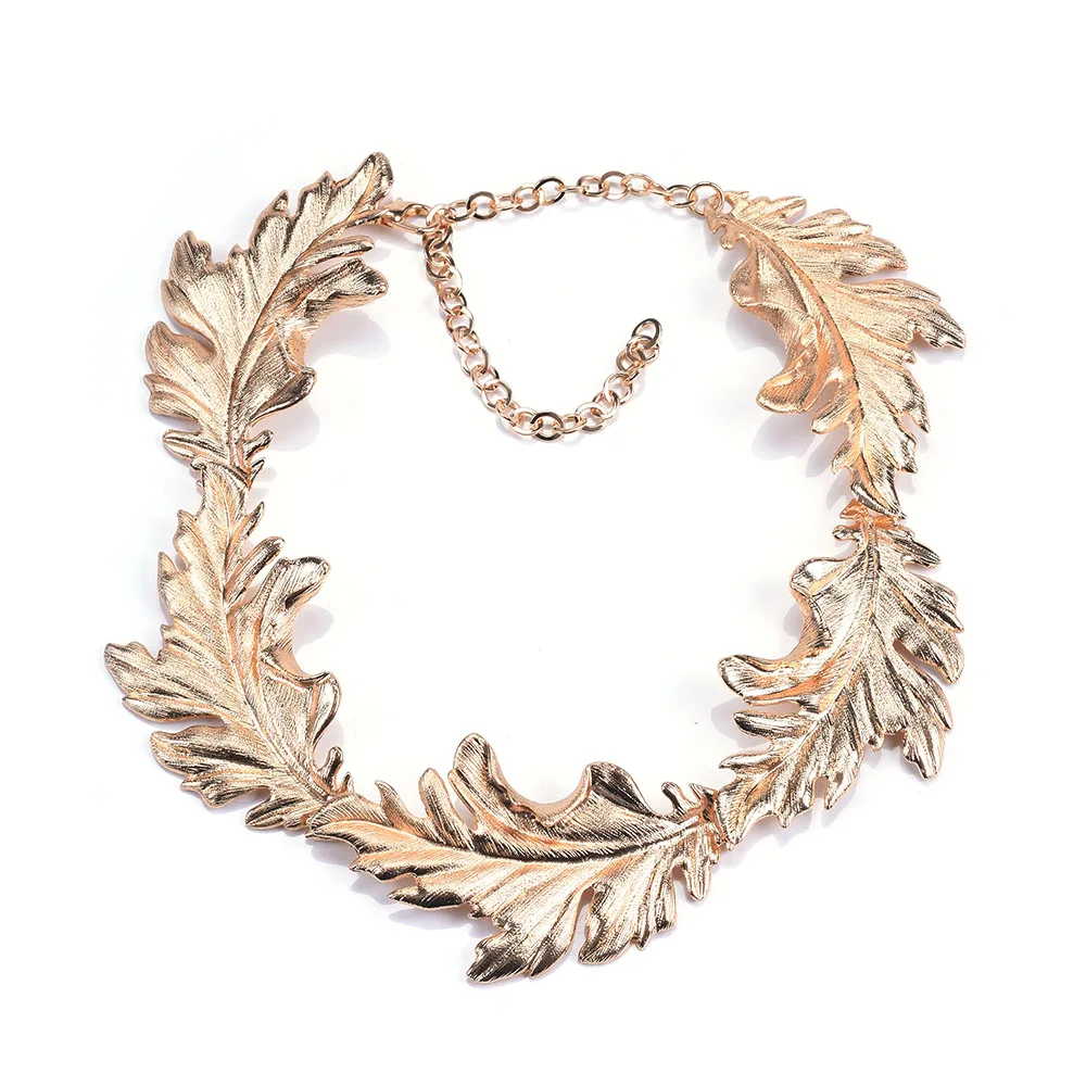 Винтажное металлическое ожерелье с листьями ZA золотистый воротник чокер большое